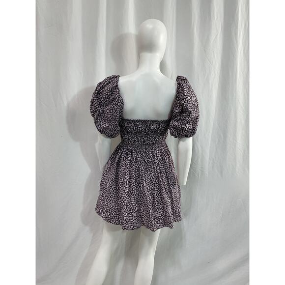 Matteau 'Shirred' Blue Peasant Mini Dress Size 3 - Picture 3 of 5
